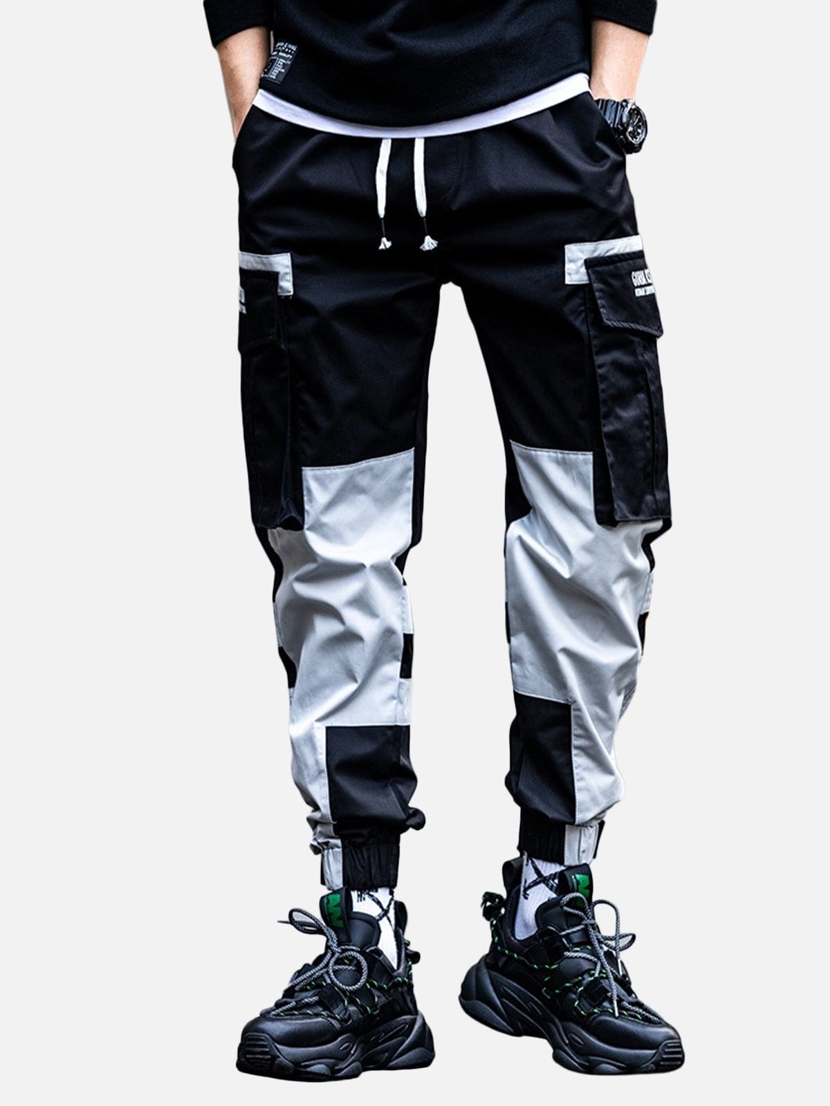 Big Pockets Patchwork Cargo Pants Streetwear Brand Techwear Combat Tactical YUGEN THEORY