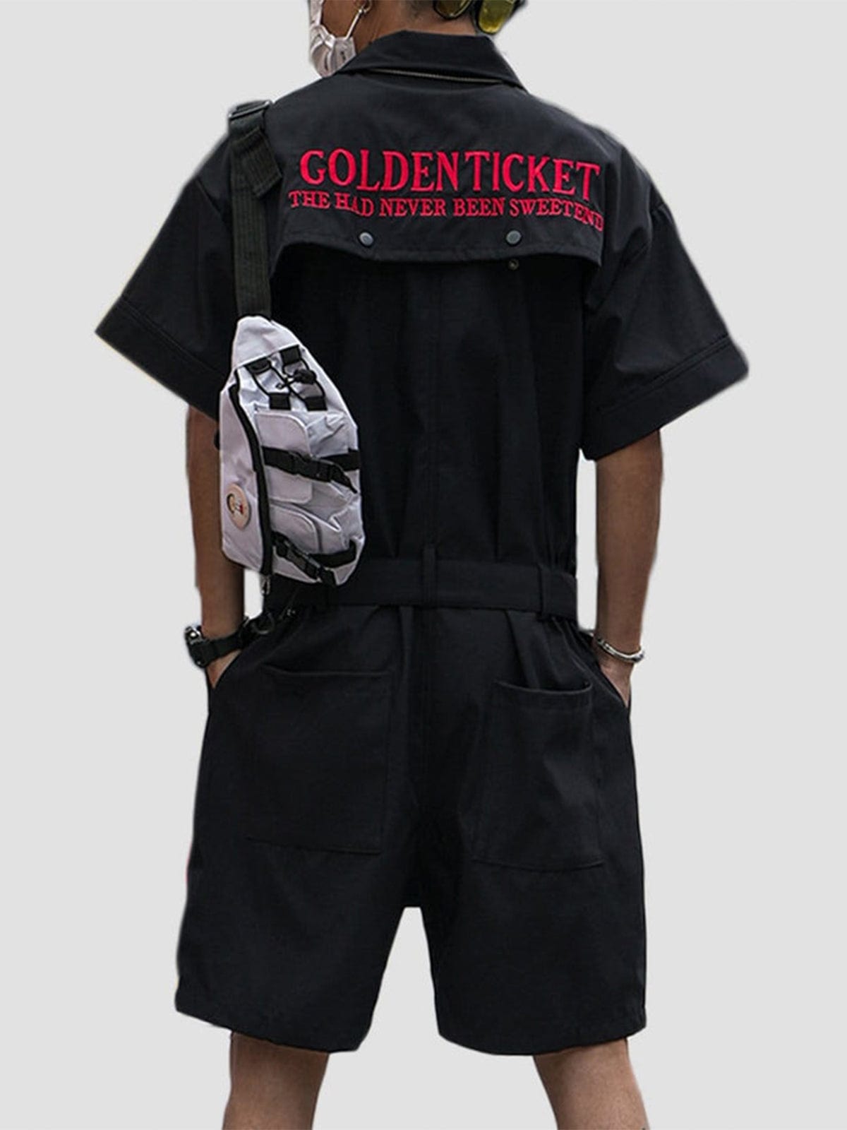 Functional Back Letters Embroidery Cotton Jumpsuit Streetwear Brand Techwear Combat Tactical YUGEN THEORY