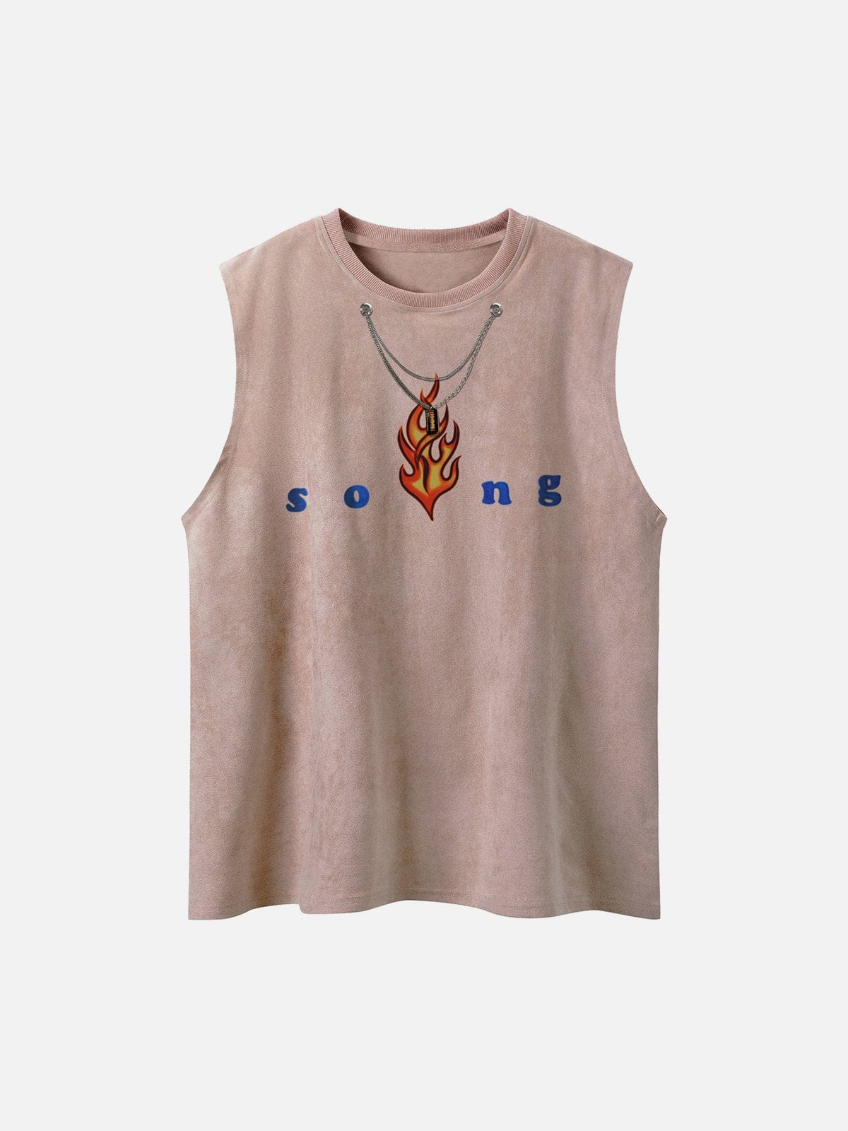 Necklace Flame Print Suede Vest Streetwear Brand Techwear Combat Tactical YUGEN THEORY