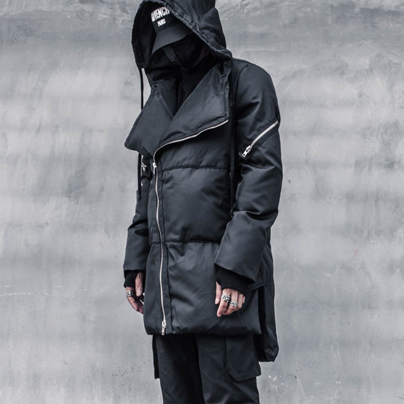 Personalized Diagonal Zipper Winter Coat Streetwear Brand Techwear Combat Tactical YUGEN THEORY
