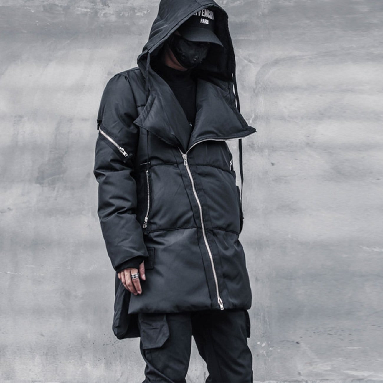 Personalized Diagonal Zipper Winter Coat Streetwear Brand Techwear Combat Tactical YUGEN THEORY